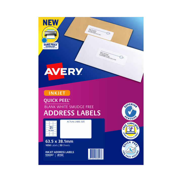 AVERY IP Label QP White J8J8160 21Up