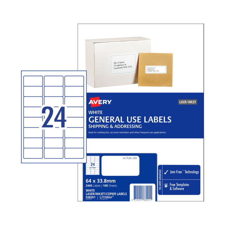 AVERY Gen Label L7159GU 24Up Bx100