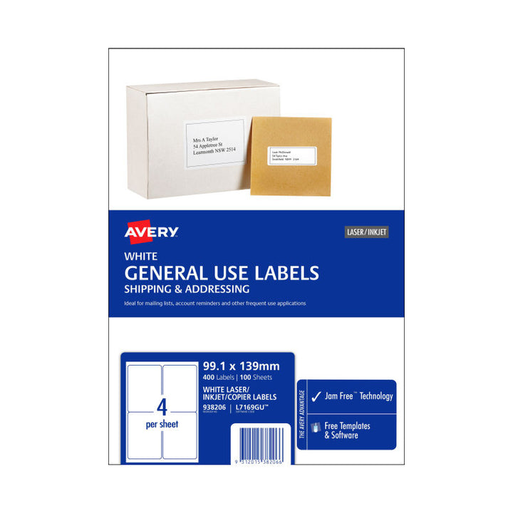 AVERY Gen Label L7169GU 4Up Bx100