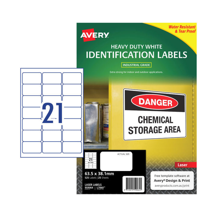 AVERY Laser Label L7060 21Up Pack of 25