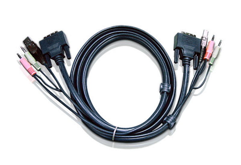 ATEN KVM Cable 1.8m with DVI-I (Single Link), USB & Audio to DVI-I (Single Link), USB & Audio