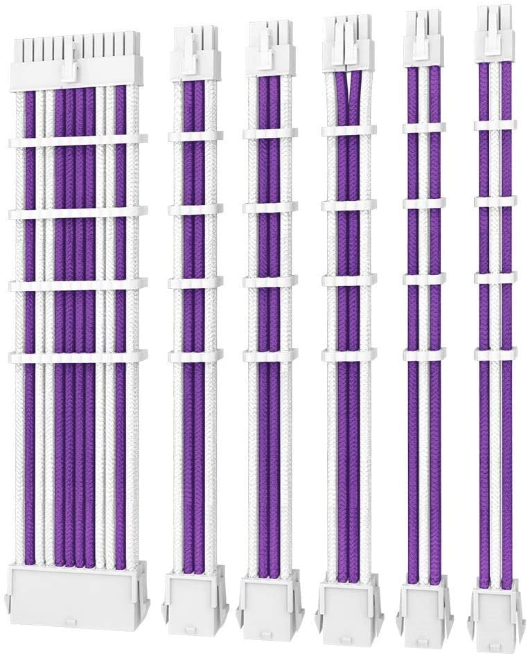 ANTEC PSU - Sleeved Extension Cable Kit V2 - Purple / White. 24PIN ATX, 4+4 EPS, 8PIN PCI-E, 6PIN PCI-E, Compatible with Standard PSU