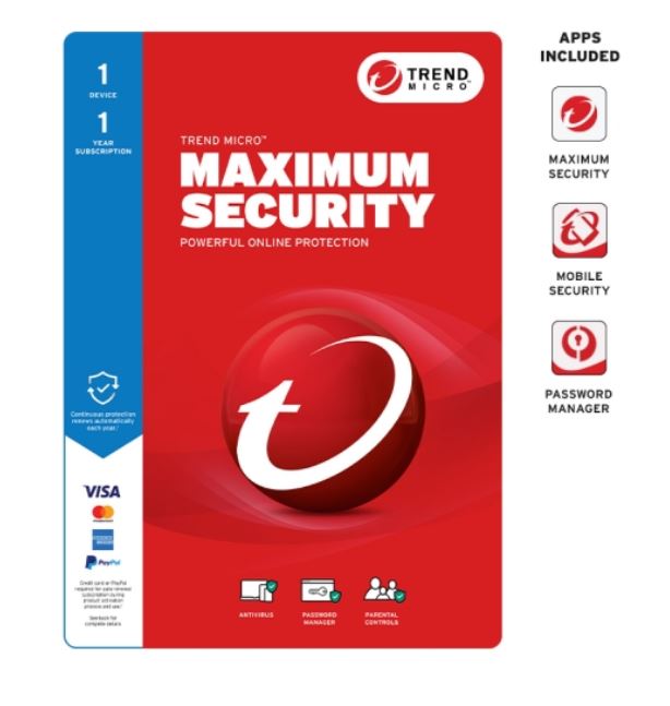 TREND MICRO Micro Maximum Security (1 Device)  Retail Mini Box Auto Renew