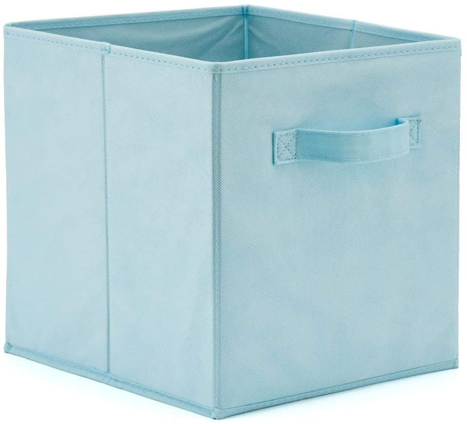 Pack of 6 Foldable Fabric Basket Bin Storage Cube for Nursery, Office and Home Decor (Baby Blue)