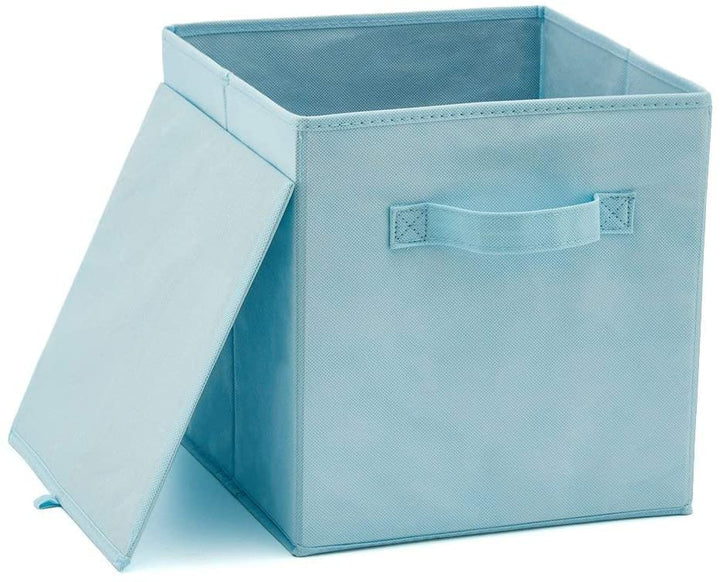 Pack of 6 Foldable Fabric Basket Bin Storage Cube for Nursery, Office and Home Decor (Baby Blue)