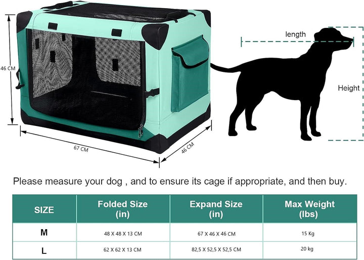 4-Door Dog Soft Crate Portable, Steel Mesh