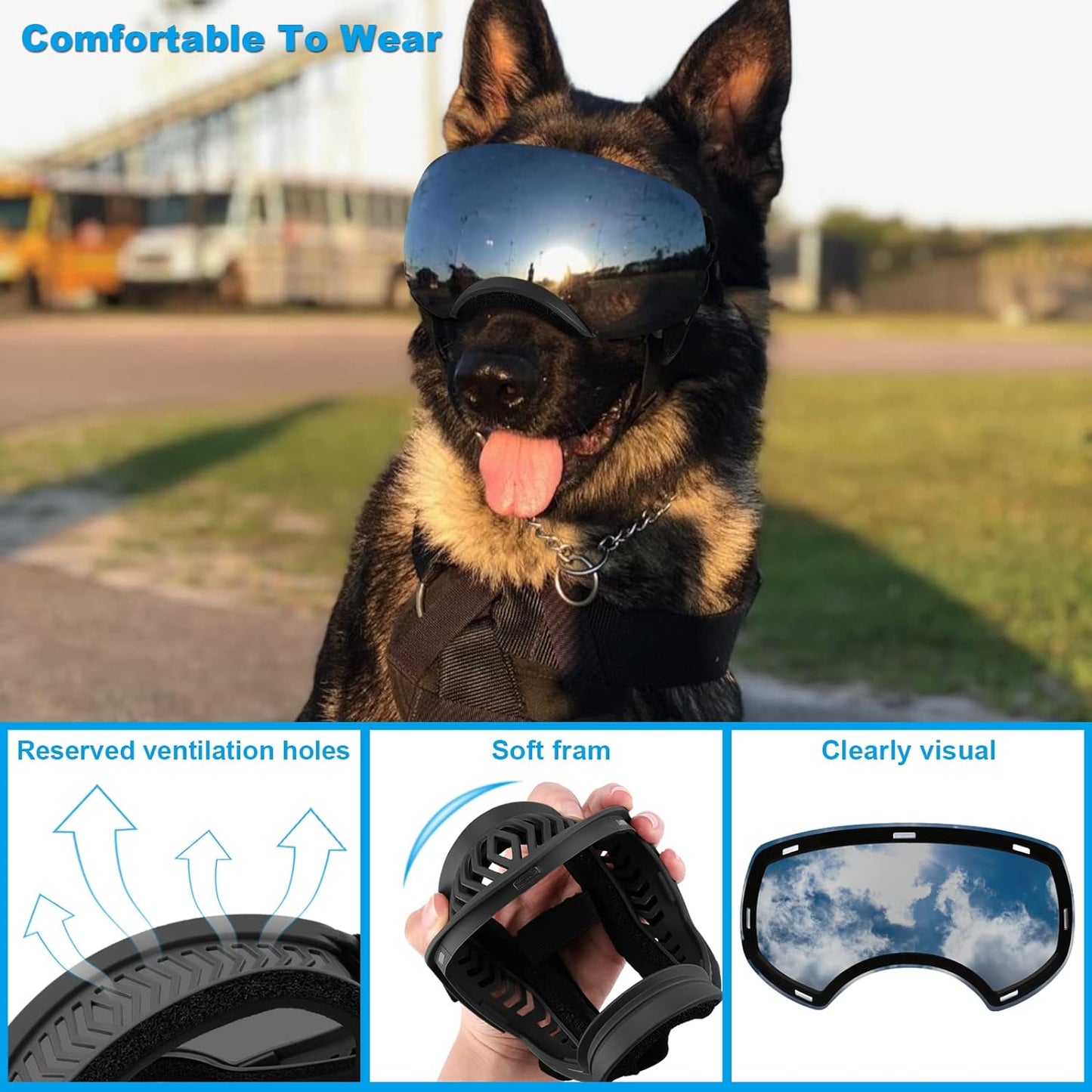 Dog Helmet Goggles, Large, Black