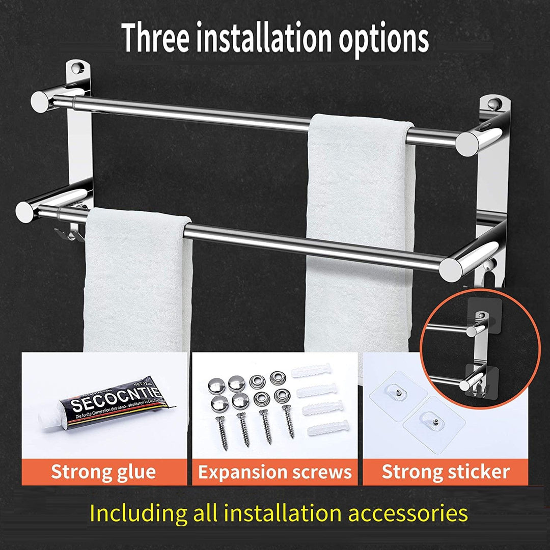 Stretchable 45-75 cm Towel Bar for Bathroom and Kitchen (Two Bars)