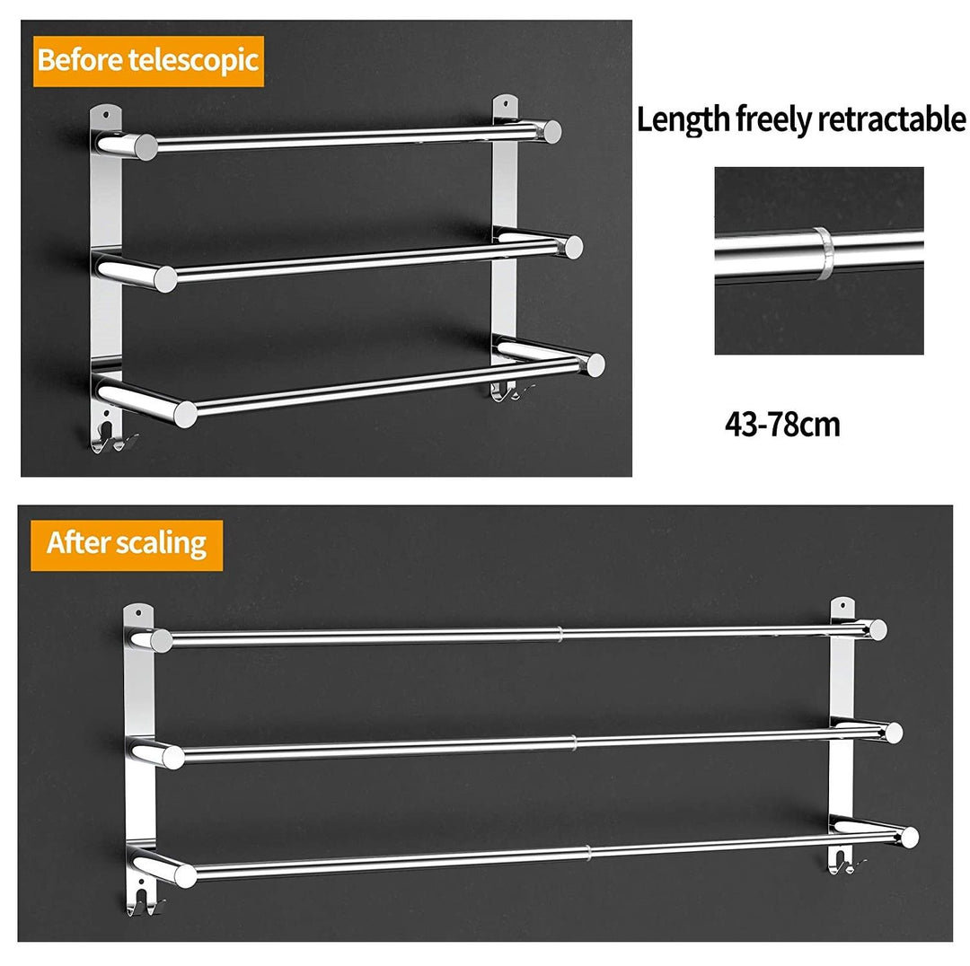 Stretchable 45-75 cm Towel Bar for Bathroom and Kitchen (Three Bars)