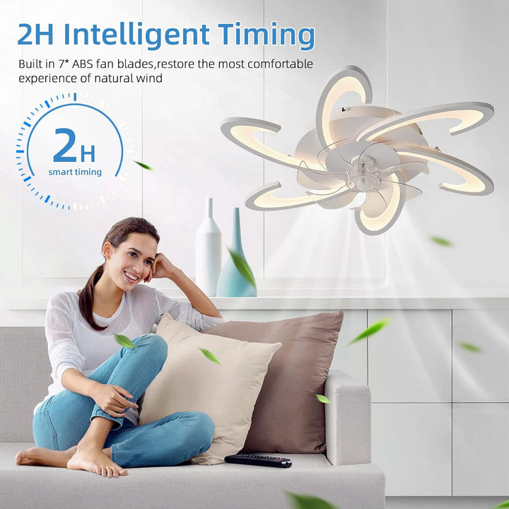 Low Ceiling Light Fan, Low Profile, 6 Wind Speed, 3 Colors (82 cm)