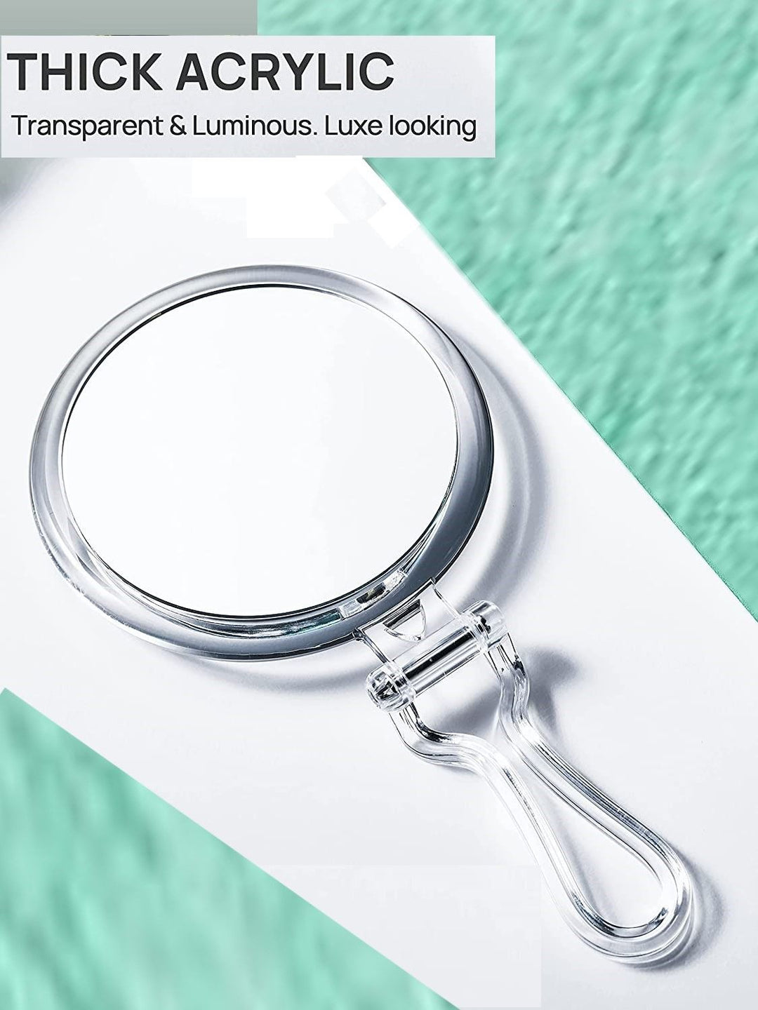 Double-Sided 1X/10X Magnifying Foldable Makeup Mirror for Handheld, Table and Travel Usage