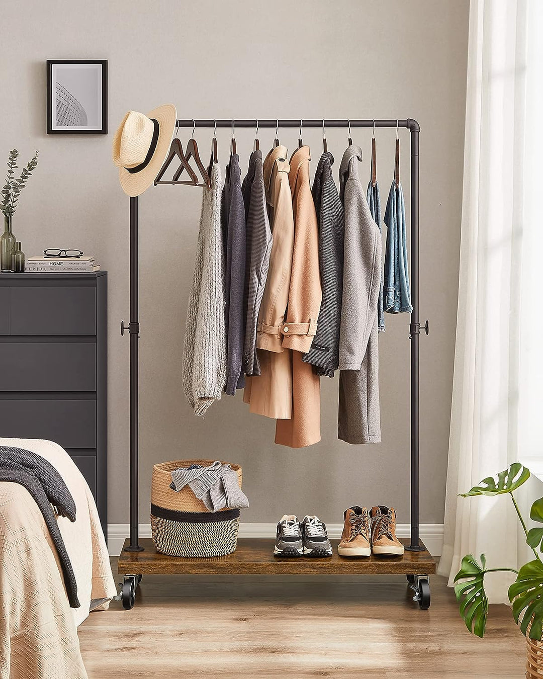 Clothes Rack Rustic Brown Black