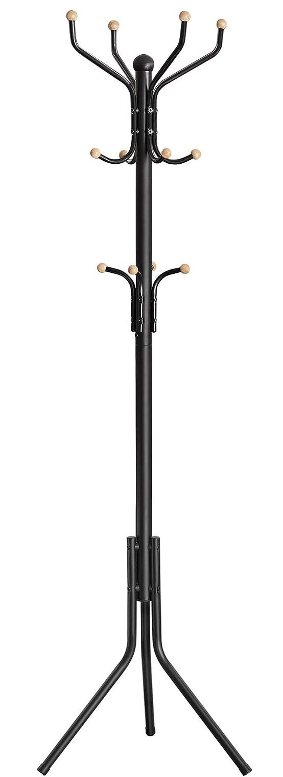 Metal Coat Rack Stand Hat Hanger, Black, 182cm