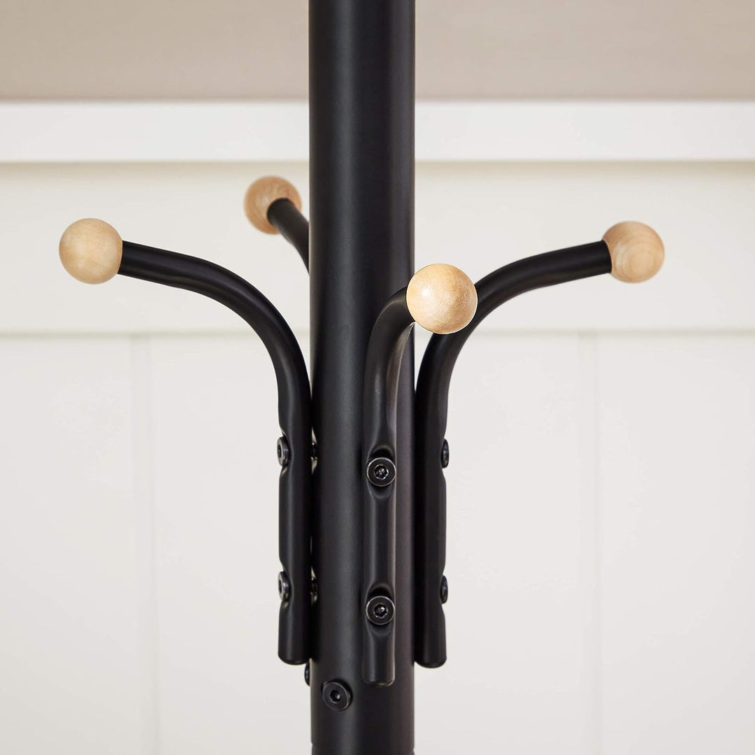 Metal Coat Rack Stand Hat Hanger, Black, 182cm