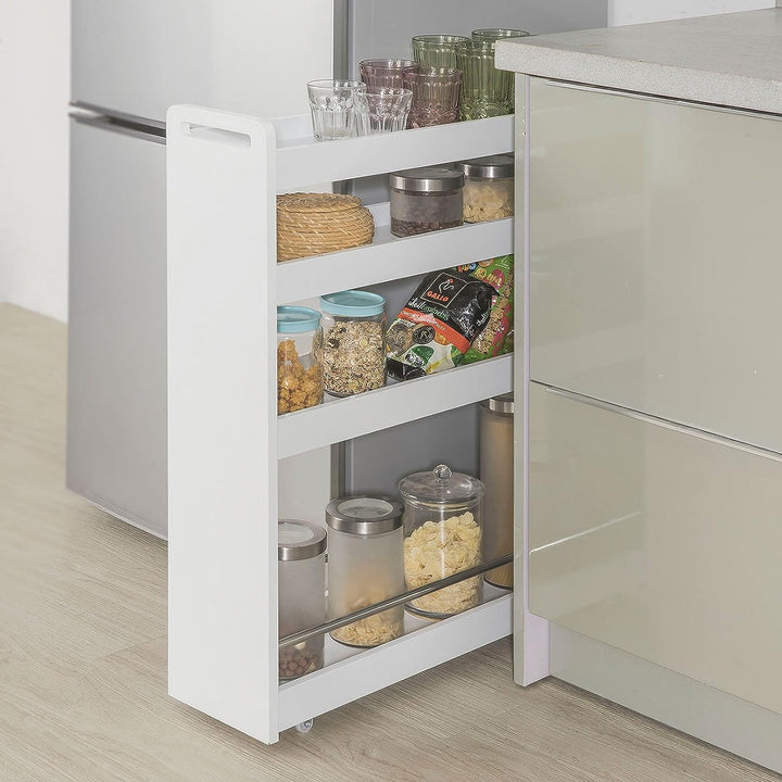 Slimline Rolling Storage Shelf, White