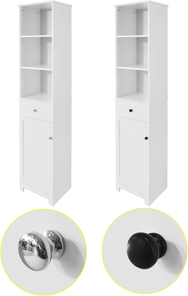 Tall Bathroom Storage Cabinet 3 Shelves, White