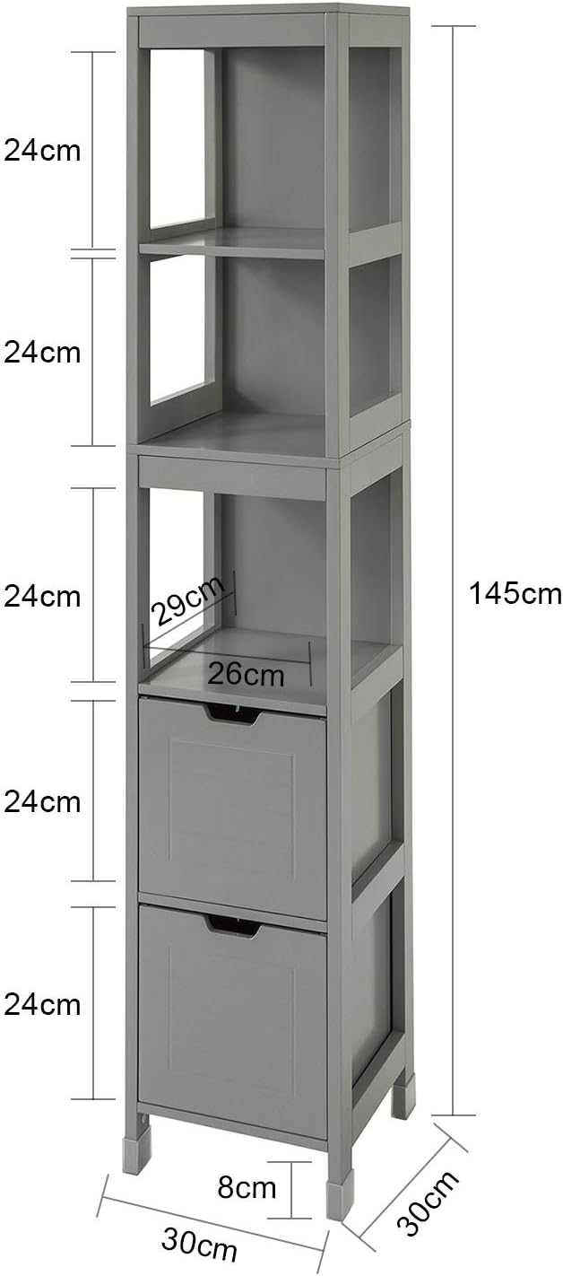 Tall Cabinet Shelf Drawer, Grey