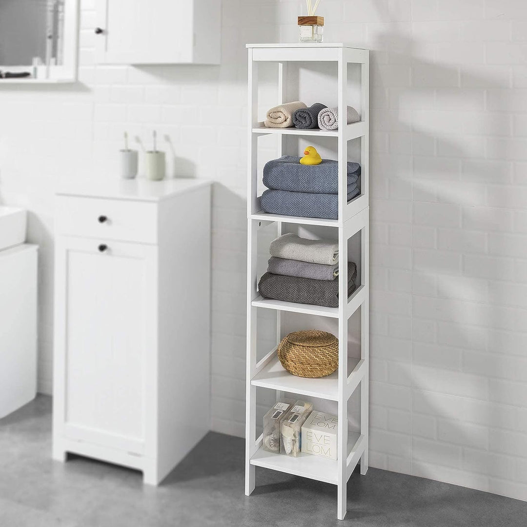 5 Tier Bathroom Shelf Cabinet, White