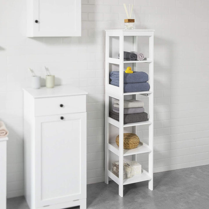 5 Tier Bathroom Shelf Cabinet, White