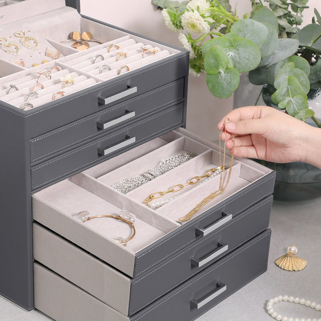 Jewellery Grey Box, 6 Layers,  5 Drawers