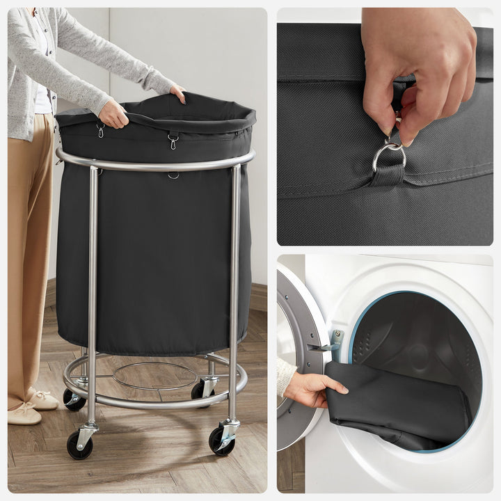 Laundry Basket with Wheels, Black