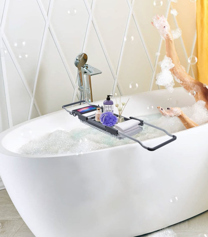 Aluminum Extendable Bathtub Caddy Tray for Bathroom