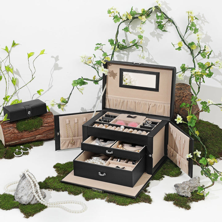 Lockable Jewelry Box 3-Tier Display Case