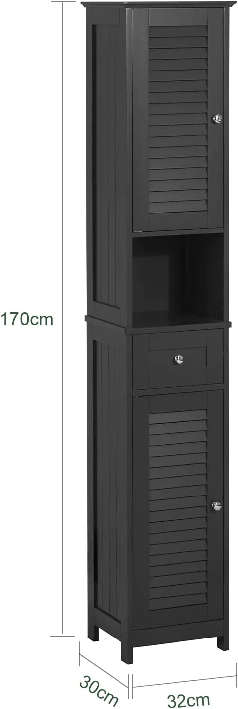 Freestanding Tall Bathroom Cabinet 170 x 32 x 30 cm (Black)