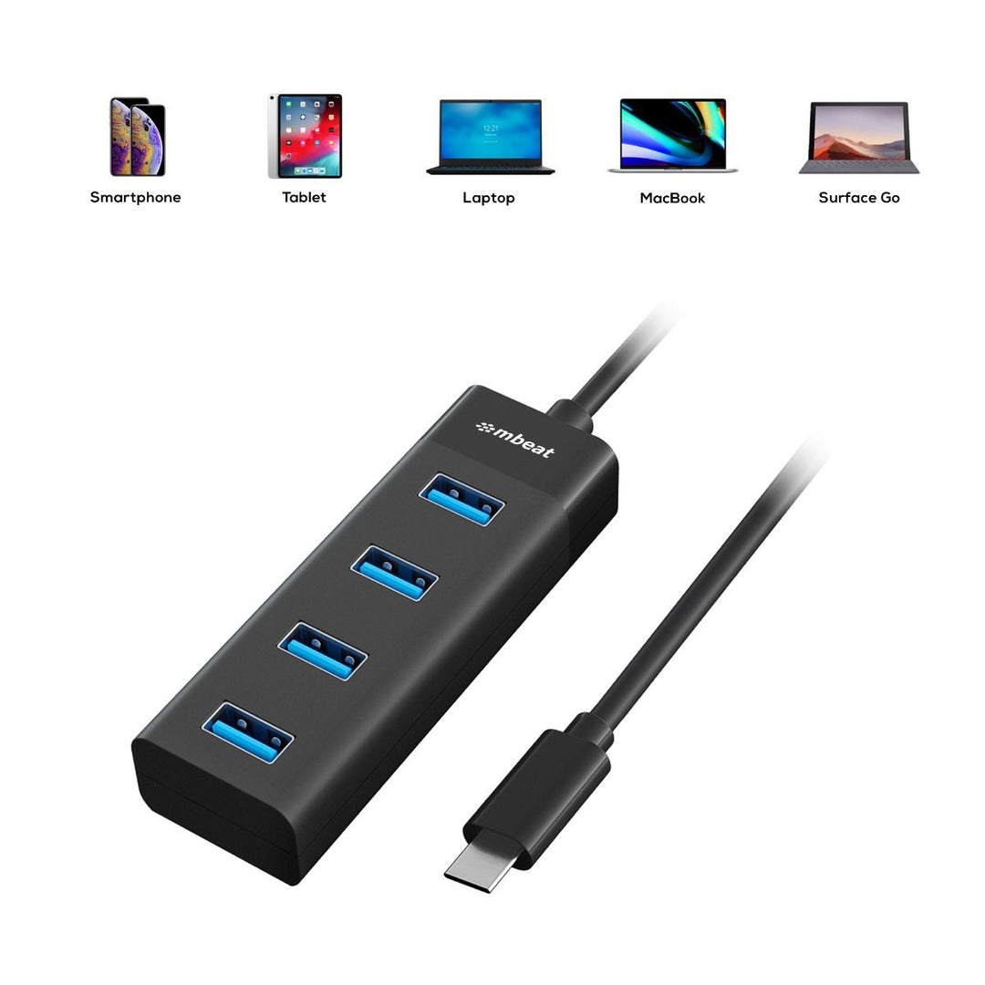 mbeat 4-Port USB-C Hub with USB-C DC Port