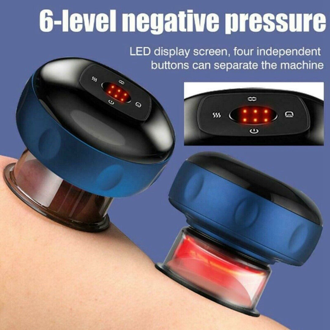 12 levels Electric Cupping Therapy Smart Scraping Massager Red Light Heating Body Slimming Blue