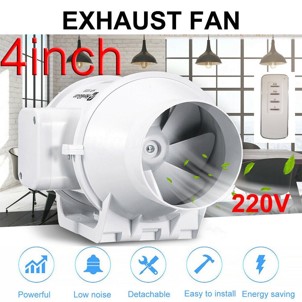 4" Inch Extractor Fan+Remote Duct Hydroponic Air Circulation Exhaust Vent