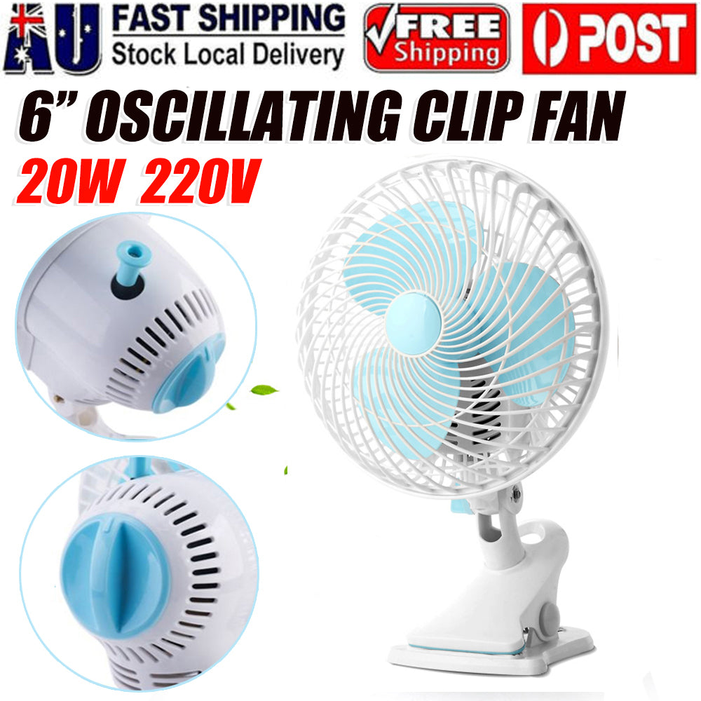 6" Oscillating Fan Clip Fan 2 Speed For Hydroponics Grow Tent Student Desk Fan