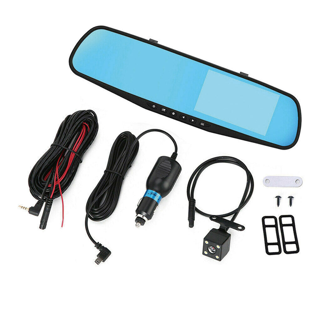 1080P Rear View Reversing Mirror 4.3'' Front And Rear DVR Car Dash Camera Dual Lens