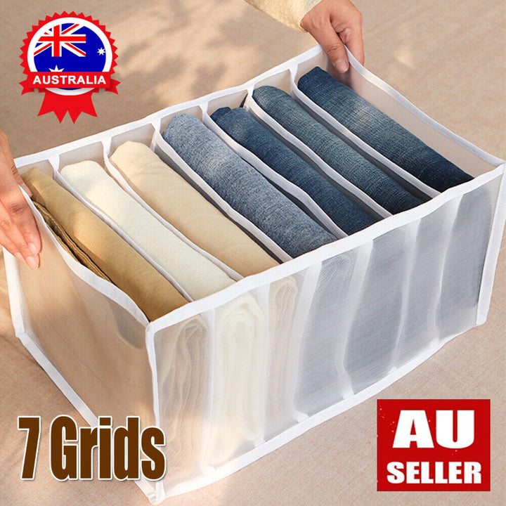 7 Grids Mesh Foldable Clothes Storage Jeans Pants Organizer Clothes Organizer