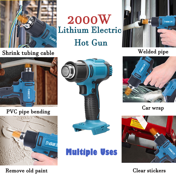 2000W Electric Hot Air Heat Gun with Nozzles Cordless Handheld For Makita 18V AU