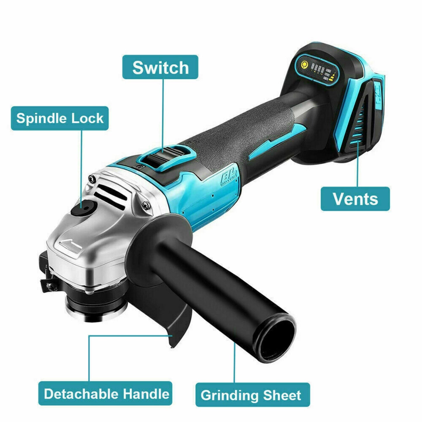 Brushless Cordless Angle Grinder With 2x Li-ion Battery Charger 125mm Combo Kit