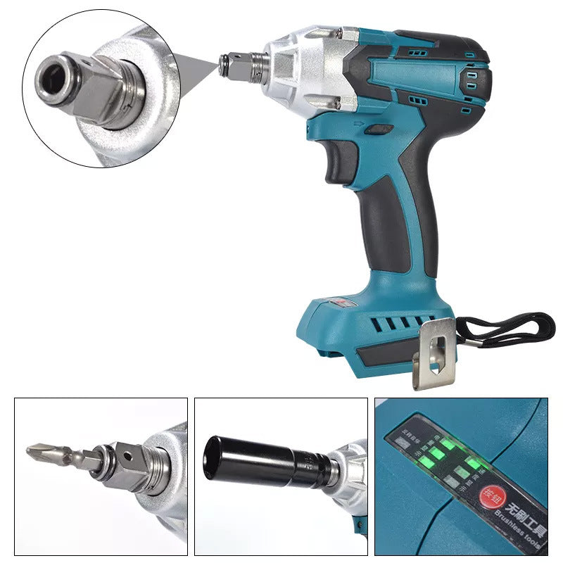 1/2" Cordless Impact Wrench Driver Brushless Rattle Gun For Makita 18V Battery