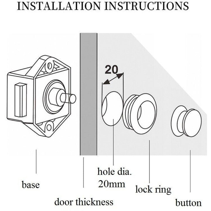 10PCS Push Button Drawer Cupboard Door Catch Lock Caravan Van Cabinet Latch Knob