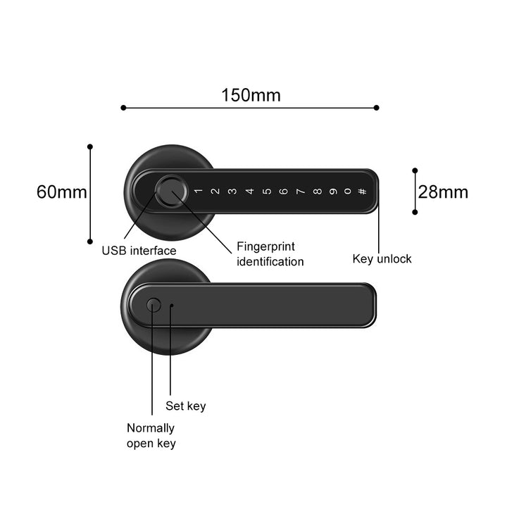 Smart Fingerprint Door Lock Electronic Handle Digital Password Bluetooth Key APP