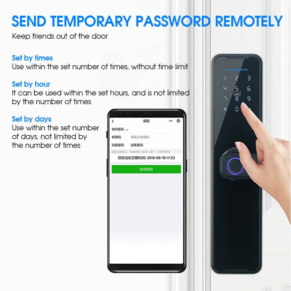 Tuya Home WIFI Smart Door Lock Biometric Fingerprint Smart Card Password Key USB