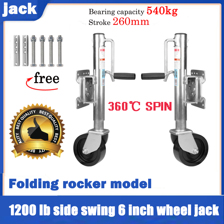 6" Inch Trailer Jockey Wheel Swivel Swing Up 500kg 1000LBS U bolts Caravan Boat