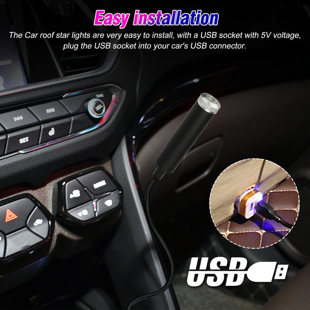 Starry Sky Projection Lamp Blue Purple Violet Mini USB Car Roof Star Night Light