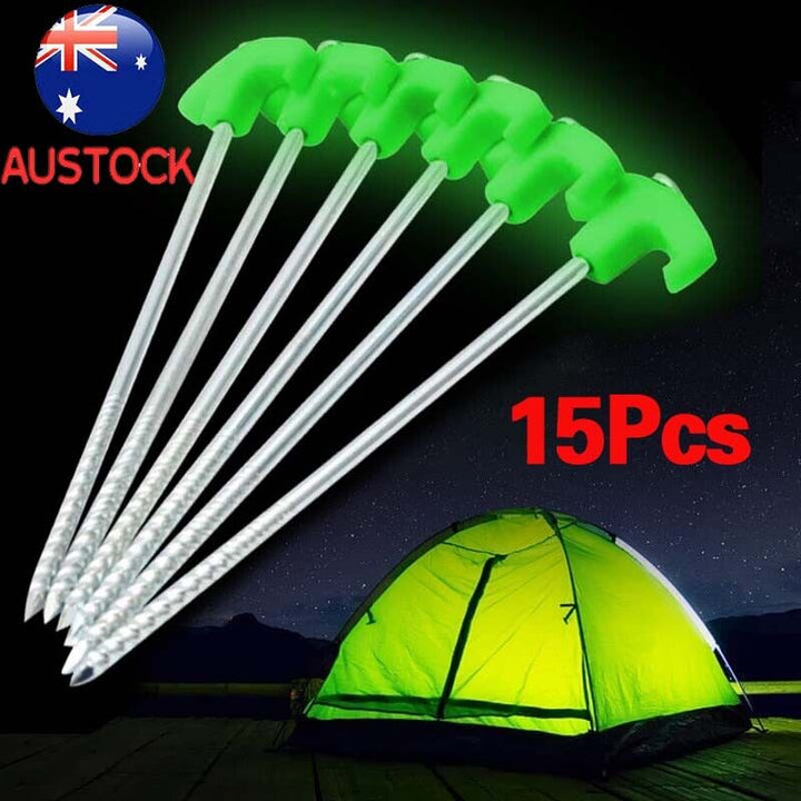 15PCS/set Tent Pegs Heavy Duty Screw Steel In Ground Camping Stakes Outdoor Nail