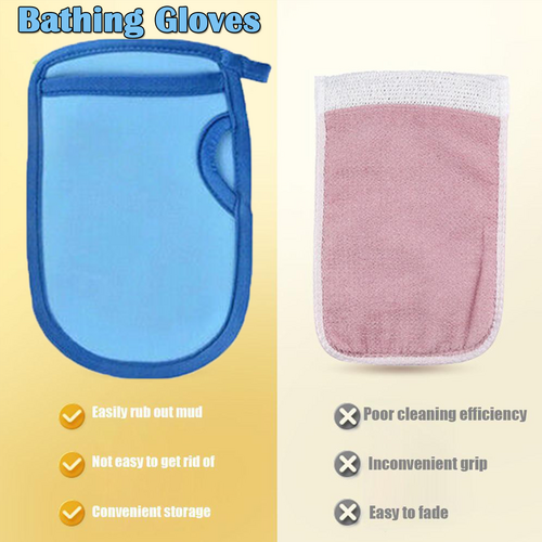 Blue universal Double-Side Super Soft Exfoliating Bath Mitt Shower Gloves Body Clean