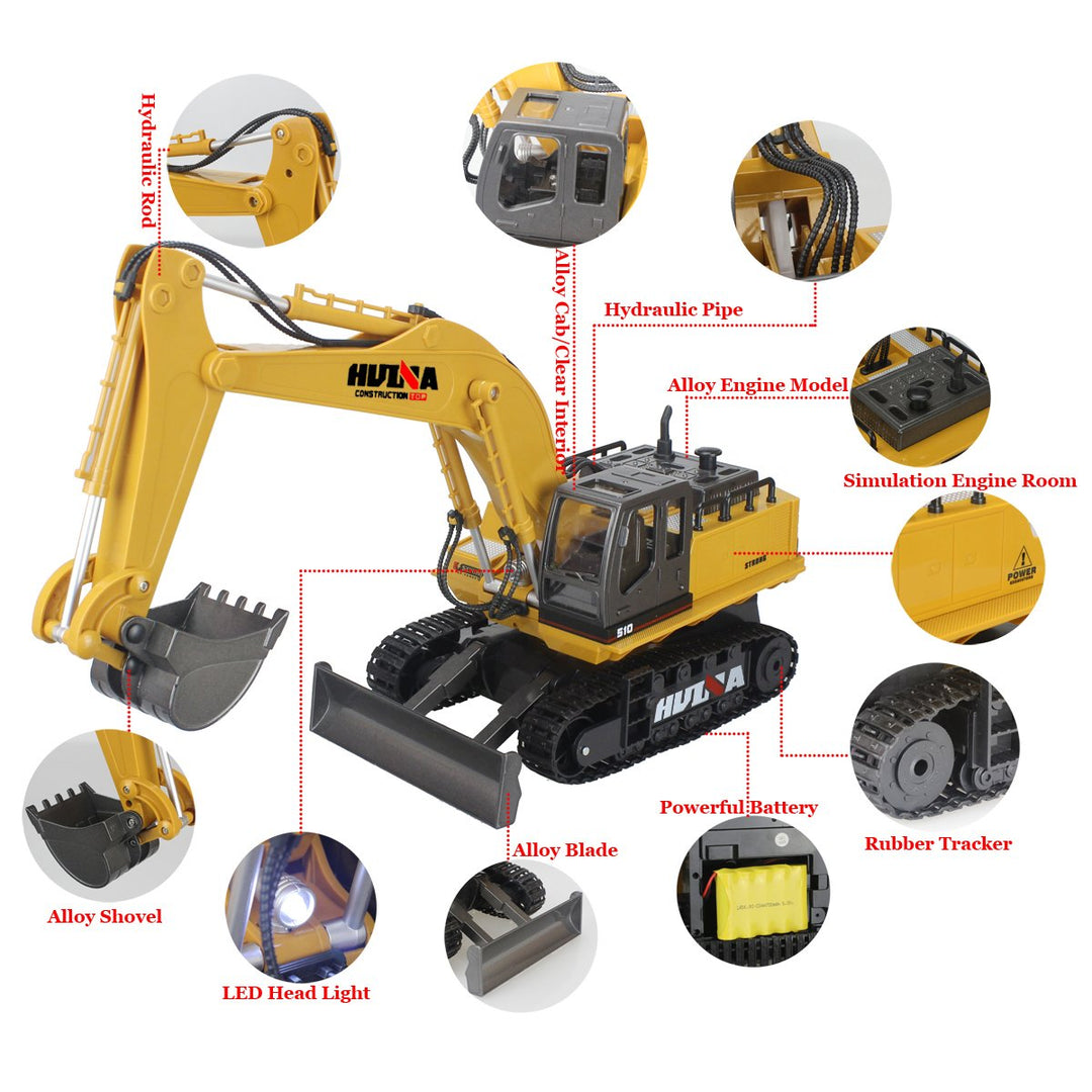 Remote Control Excavator Digger Construction RC Truck Vehicle Toys for Kids Gift