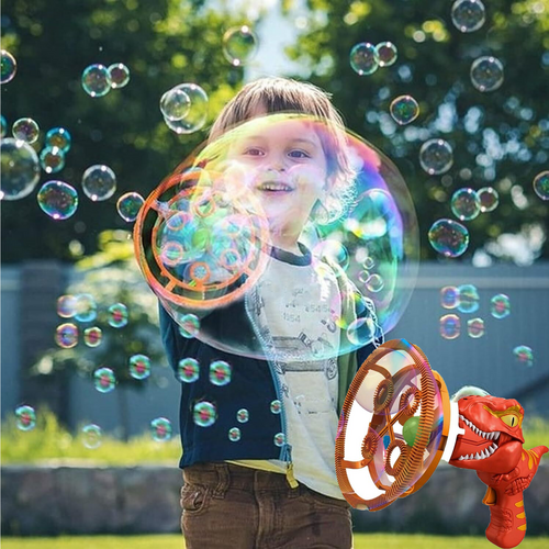 Red gift Bubble Gun Automatic Bazooka Soap Water Bubble Machine Toy Electric Fan kid