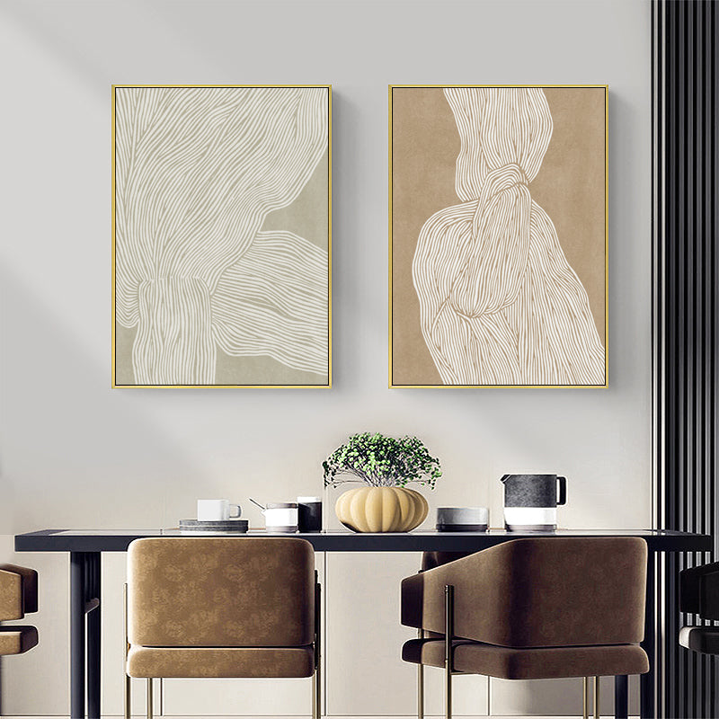 Wall Art 40cmx60cm Abstract Line 2 Sets Gold Frame Canvas