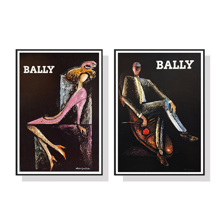 Wall Art 60cmx90cm Bally Man & Woman 2 Sets Black Frame Canvas