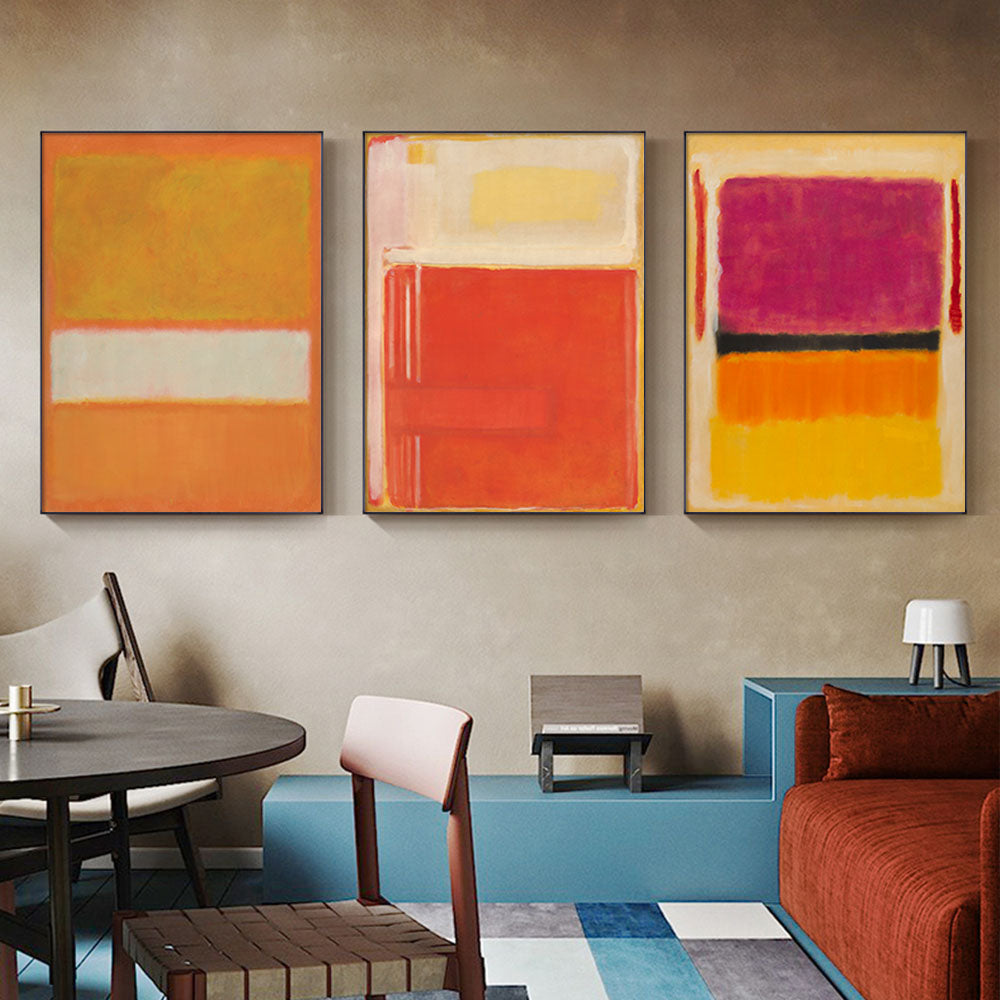 Wall Art 60cmx90cm Colourful 3 Sets By Mark Rothko Black Frame Canvas