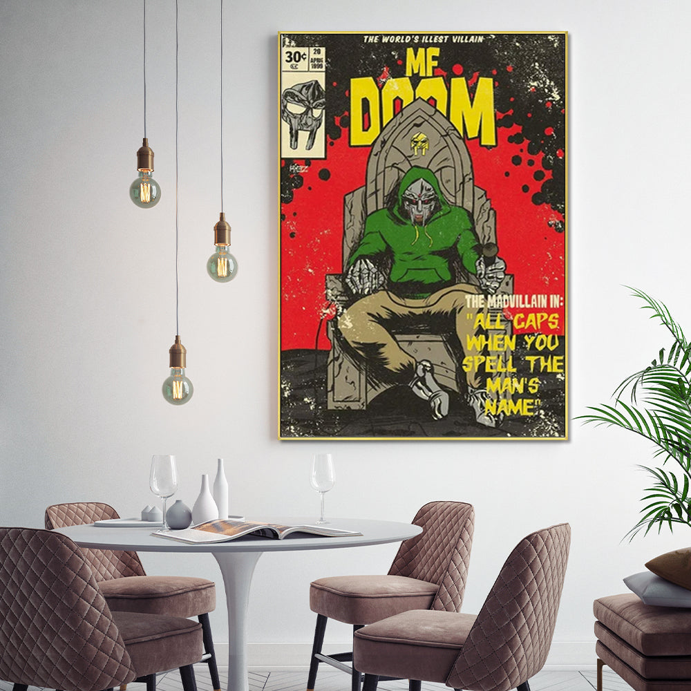 Wall Art 40cmx60cm MF DOOM Music Gold Frame Canvas